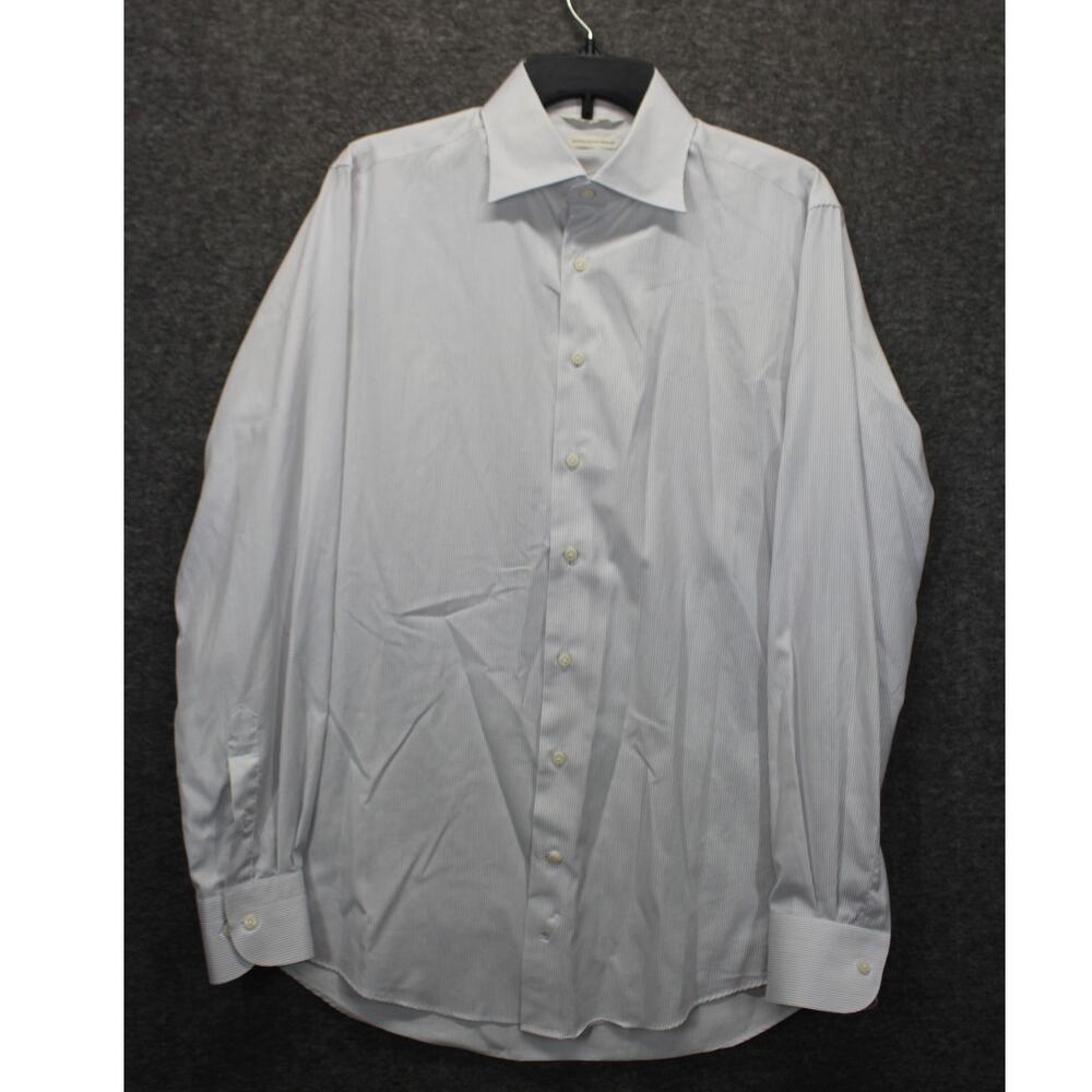 SuitSupply Egyptian Cotton Traveler Dress Shirt Slim Fit  42 16.5 White Striped